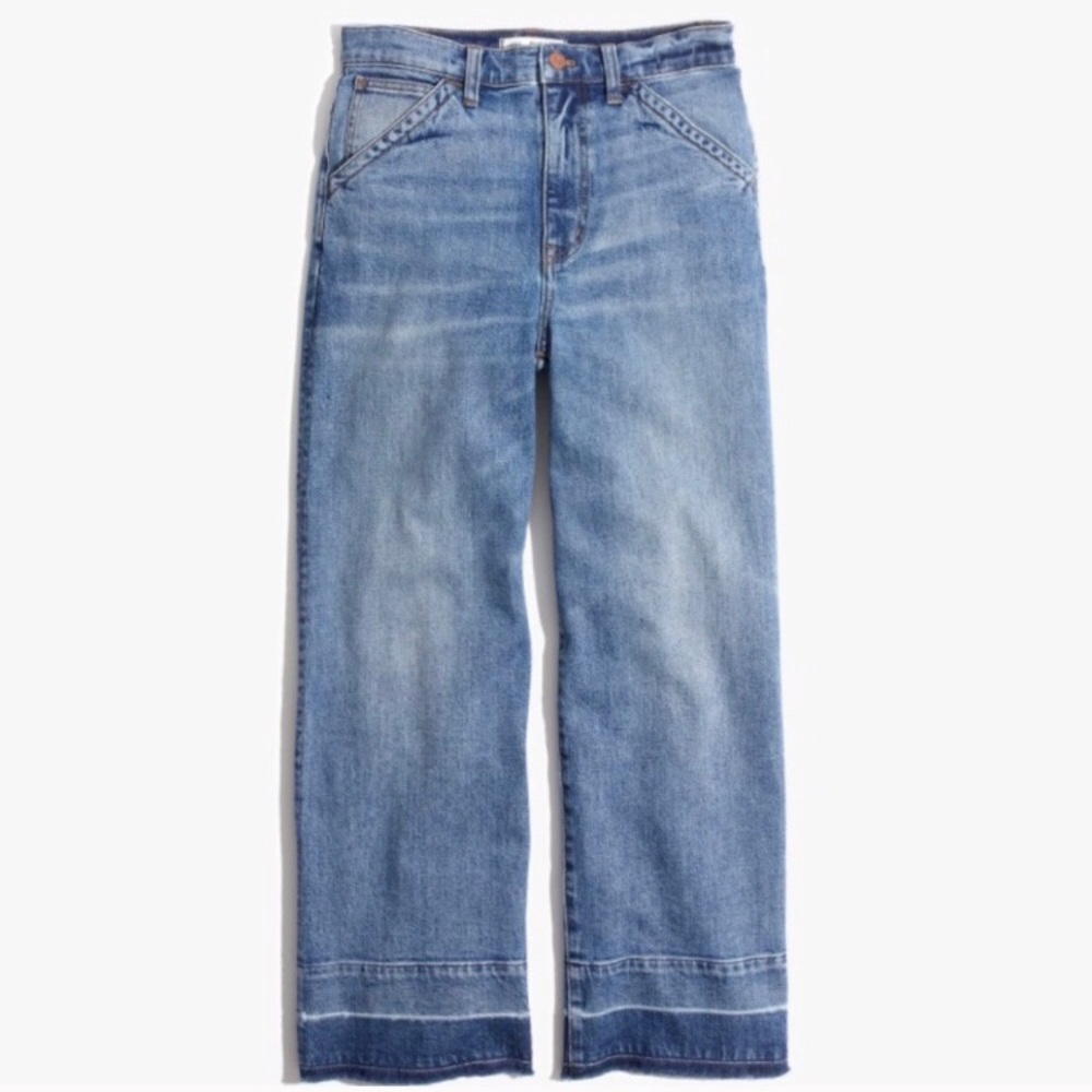Madewell Drop Hem wide leg crop jeans